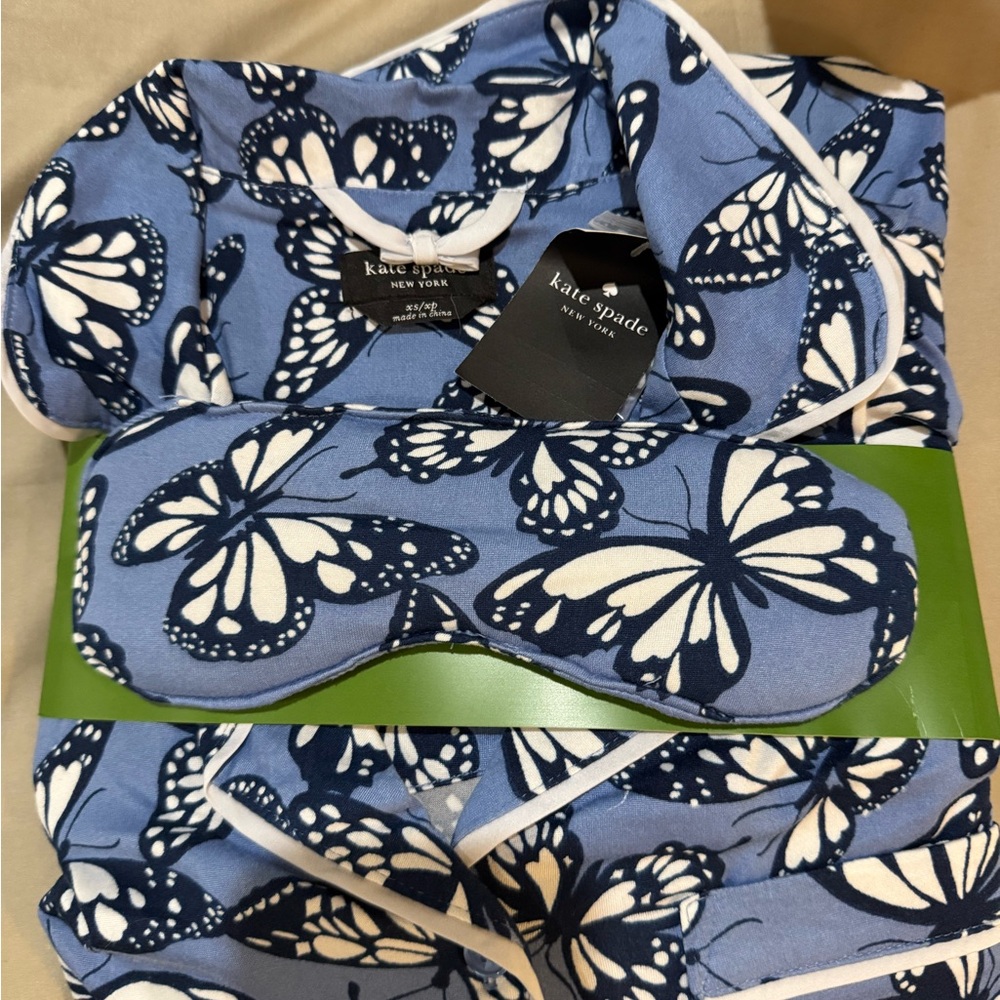 Kate Spade Blue Butterfly Pajama Set